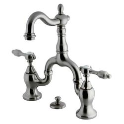 Kingston Brass KS7978TAL Tudor Bridge Bathroom Faucet with Brass Pop-Up, Brushed Nickel - Kingston Brass KS7978TAL