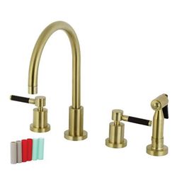 Kingston Brass KS8727DKLBS Kaiser 8-Inch Widespread Kitchen Faucet with Brass Sprayer, Brushed Brass - Kingston Brass KS8727DKLBS