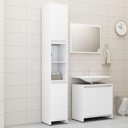 vidaXL Set Mobili da Bagno 3 pz Bianco in Truciolato