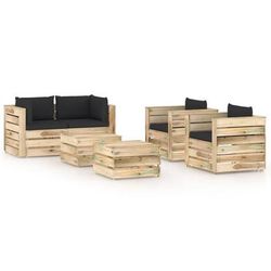 vidaXL Set Divani da Giardino con Cuscini 6 pz Legno Impregnato Verde