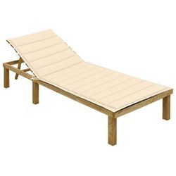 vidaXL Lettino da Giardino con Cuscino Crema Legno Pino Impregnato