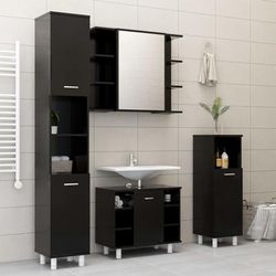 vidaXL Set Mobili da Bagno 4 pz Nero in Truciolato