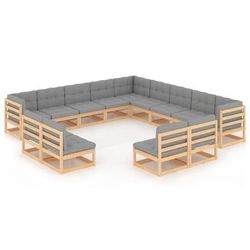 vidaXL Set Divani da Giardino 13 pz con Cuscini Legno Massello di Pino