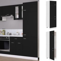 vidaXL Armadio per Frigo Nero 60x57x207 cm in Legno Multistrato