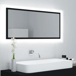 vidaXL Specchio da Bagno a LED Nero 100x8,5x37 cm in Acrilico