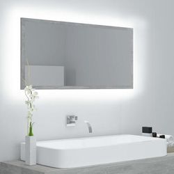 vidaXL Specchio da Bagno a LED Grigio 90x8,5x37 cm in Acrilico