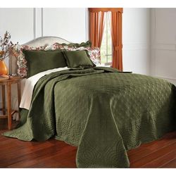 100% Cotton Florence Oversized Bedspread by BrylaneHome in Green (Size KING)