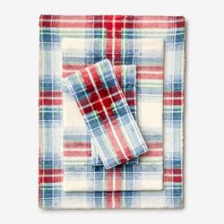 BH Studio 4-Pc. Microfleece Sheet Set by BH Studio in Plaid Multi (Size KING)