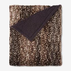 Faux Fur Animal Print Blanket by BrylaneHome in Deer Print (Size TWIN)