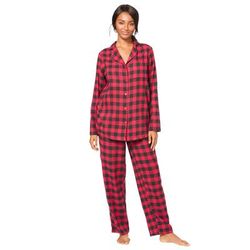 Plus Size Women's Classic Flannel Pajama Set by Dreams & Co. in Red Buffalo (Size 22/24) Pajamas