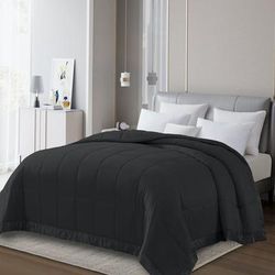 All Season Colored Microfiber Down Alternative Blanket by LCM Home Fashions, Inc. in Black (Size TWIN)