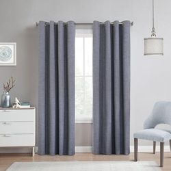 Wide Width Thermaplus Maya Indoor Single Grommet Curtain Panel by Commonwealth Home Fashions in Blue (Size 52" W 84" L)