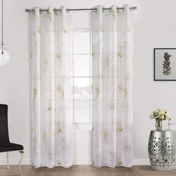 Wide Width Habitat Symphony Indoor Single Grommet Curtain Panel by Commonwealth Home Fashions in Yellow (Size 52" W 84" L)