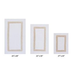Hotel Collectionis Bath Mat Rug 3 Piece Set (17" x 24" | 21" x 34" | 24" x 40") by Better Trends in White Sand