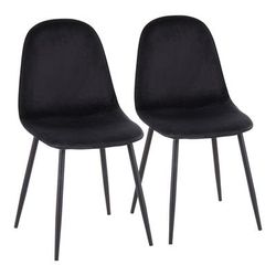 Pebble Contemporary Chair in Black Steel and Black Velvet by LumiSource - Set of 2 - Lumisource CH-PEBBLE BKVBK2