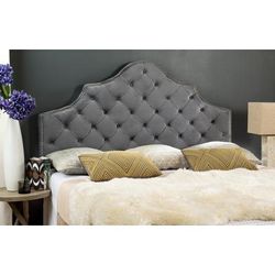 AREBELLE PEWTER VELVET TUFTED HEADBOARD SILVER NAIL HEAD (KING) - Safavieh MCR4037G-K