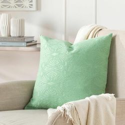 Montour 20" Square Traditional Cotton Light Green/Light Sage Throw Pillow - Boutique Rugs