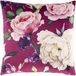 Gaven 22" Square Cottage Dark Green/Dark Brown/Burgundy/Light Gray/Light Olive/Medium Gray/Medium Green/Medium Purple/Purple/Rose/Saffron/Dark Pink/Green Throw Pillow - Boutique Rugs