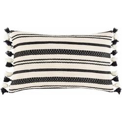 Munden 12"L x 20"W Cotton Beige/Black Lumbar Pillow - Boutique Rugs