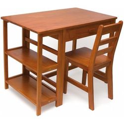Lipper International Kids Work Station and Chair - Pecan