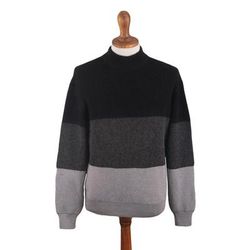 Peru in Three,'Men's Blac Grey Baby Alpaca Blend Sweater Peru'