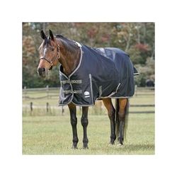 SmartPak Deluxe Turnout Blanket with Earth Friendly Fabric - 81 - Med/Lite (100g) - Black w/ Grey Trim & White Piping - Smartpak