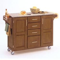 Large Cottage Oak Finish Create a Cart with Salt & Pepper Granite Top by Homestyles in Oak Salt Water Dive Pepper