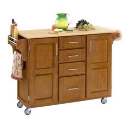 Large Cottage Oak Finish Create a Cart with Wood Top by Homestyles in Oak Wood