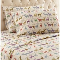 Micro Flannel® Buck Deer Print Sheet Set by Shavel Home Products in Flannel (Size FULL)