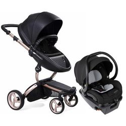 Mima Xari 4G + Maxi Cosi Mico XP Max Travel System Bundle - Rose Gold - Black / Black / Essential Bl