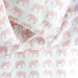Elephant Cotton Sheet Set by Melange Home in Pink (Size CALKNG)