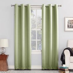 Wide Width Sun Zero Blackout Greenwich Grommet Panel by BrylaneHome in Sage (Size 40" W 84" L)