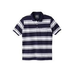 Men's Big & Tall Shrink-Less Pocket Piqué Polo by Liberty Blues in Navy Rugby Stripe (Size 8XL)