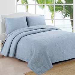 Seaside Quilt Set by American Home Fashion in Dusty Blue (Size KING)