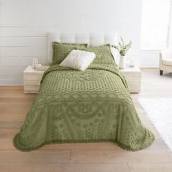 Georgia Chenille Bedspread by BrylaneHome in Sage (Size QUEEN)