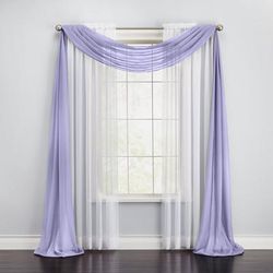 Wide Width BH Studio Sheer Voile Scarf Valance by BH Studio in Lavender (Size 40" W 144"L) Window Curtain