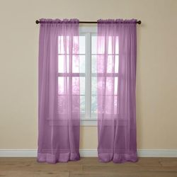 BH Studio Sheer Voile Rod-Pocket Panel Pair by BH Studio in Lavender (Size 120"W 108"L) Window Curtains