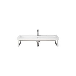 "Two Boston 15 1/4" Wall Brackets - Brushed Nickel With39.5" White Glossy Composite Countertop - James Martin 055BK16BNK39.5WG2"