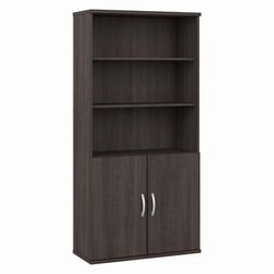 Bush Business Furniture Hybrid Tall 5 Shelf Bookcase with Doors in Storm Gray - Bush Business Furniture HYB024SG