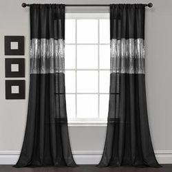 Night Sky Window Curtain Panel Single Black 42x95 - Lush Decor 16T007587