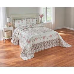 Margaret Embroidered Bedspread by BrylaneHome in Rose (Size FULL)
