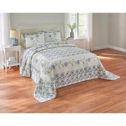 Margaret Embroidered Bedspread by BrylaneHome in Blue (Size FULL)