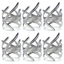 Antique Silver Branch Napkin Ring, Set of 6 by DII in Silver