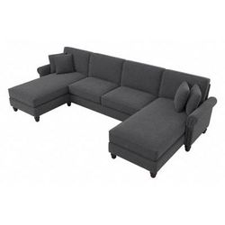 Bush Furniture Coventry 131W Sectional Couch with Double Chaise Lounge in Charcoal Gray Herringbone - Bush Furniture CVY130BCGH-03K