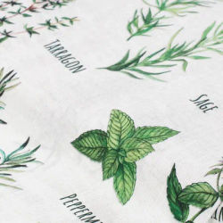 Tissu coton à impression numérique "herbes", écru/multicolore, de la série Ria