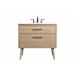 36 inch single bathroom vanity in mango wood - Elegant Lighting VF41036MW