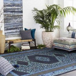 Cayang 60"H x 30"W Wall Hangings Moroccan Cotton Charcoal/Ice Blue/Light Blue/Navy/White Wall Hanging - Boutique Rugs