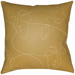 Porac 20" Square Modern Pillow plush Mustard/White Outdoor Throw Pillow - Boutique Rugs