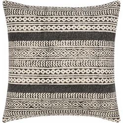 Taytayan 18" Square Pillow Moroccan Plush Cotton Black/Light Beige/Peach Lumbar Pillow - Boutique Rugs
