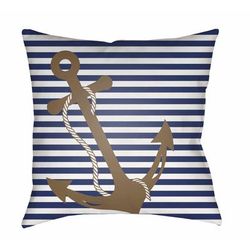 Waskaganish 18" Square Coastal Pillow plush Royal Denim/Seashell/Nutmeg/Gray/Medium Gray/Light Silver/Marine Blue Outdoor Throw Pillow - Boutique Rugs